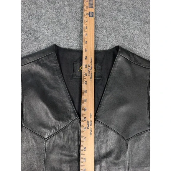 Scully Mens Black Leather Western Vest Star Buttons XL Pointed Yoke Biker Cowboy - Picture 5 of 7